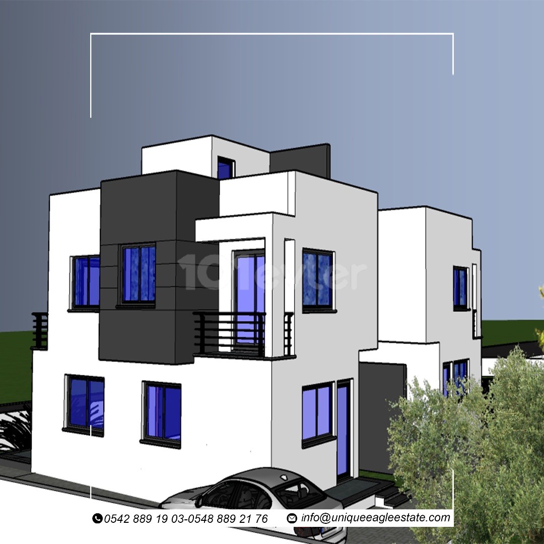 3 BEDROOM TWIN VILLA FOR SALE IN BOĞAZTEPE AT THE PROJECT PHASE 