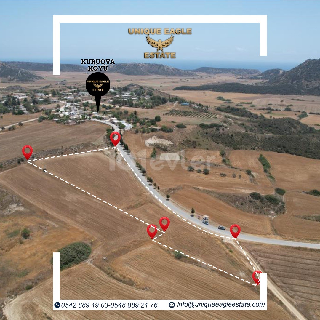 9.700 SQUARE METER FOR SALE LAND WITH TURKISH TITLE DEED IN KURUOVA-KARPASIA  PER DONUM 