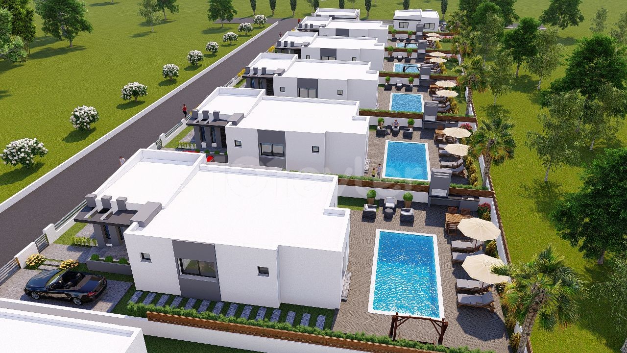 There is a large garden area suitable for pool construction for 3+1 villas in Famagusta Mutluyaka region. ** 