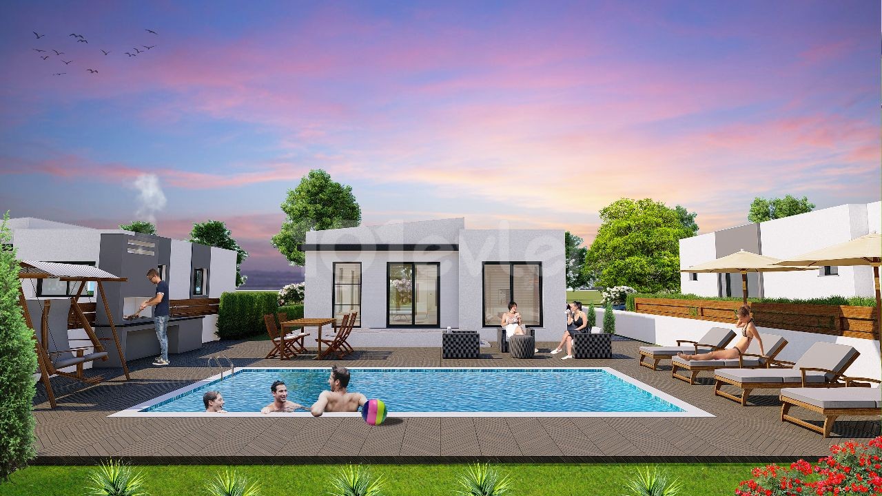 There is a large garden area suitable for pool construction for 3+1 villas in Famagusta Mutluyaka region. ** 