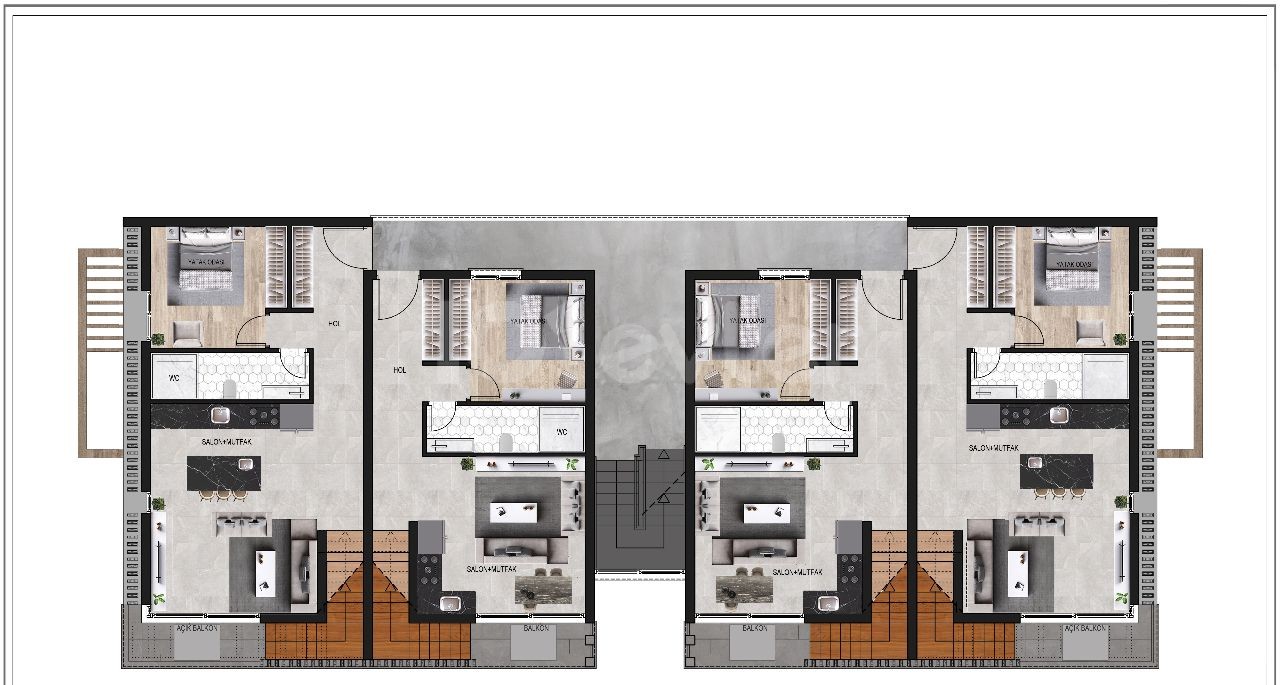 iskele bölgesinde yepyeni bir proje 1+1 60 m2 avantajı çatı katı 55 m2 135.000£ VE 150.000£