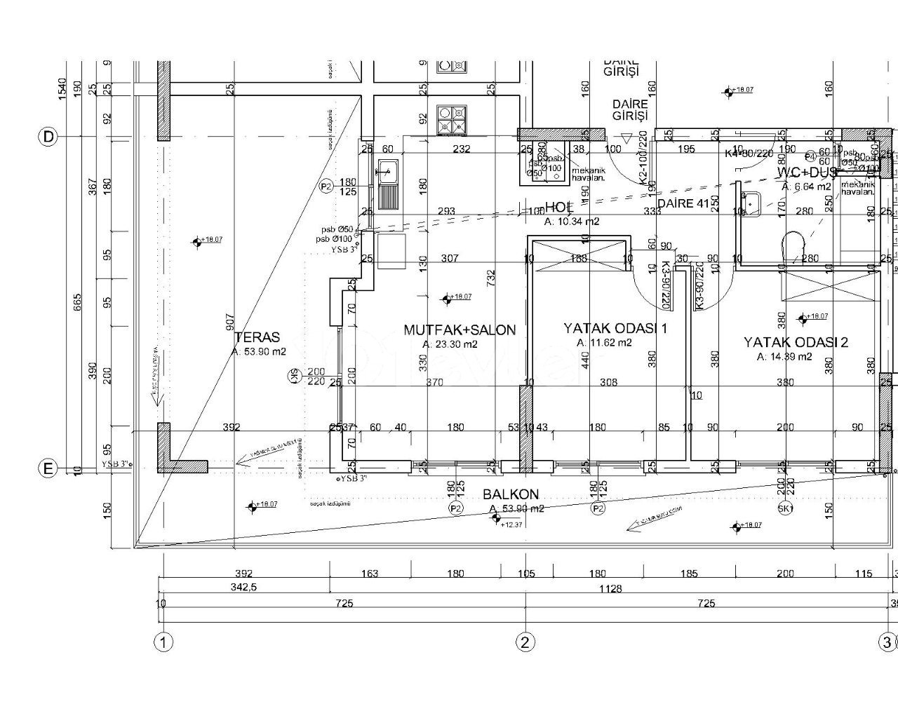 Yeni kompleks Olea Residence'da Satılık 2 + 1 çatı katı