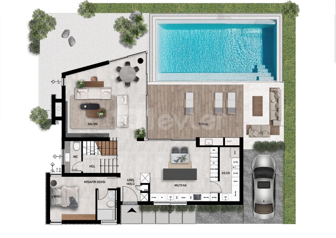 4+1 ULTRALUX VILLA WITH SEA VIEW IN ÇATALKÖY, DELIVERED IN MARCH 2024