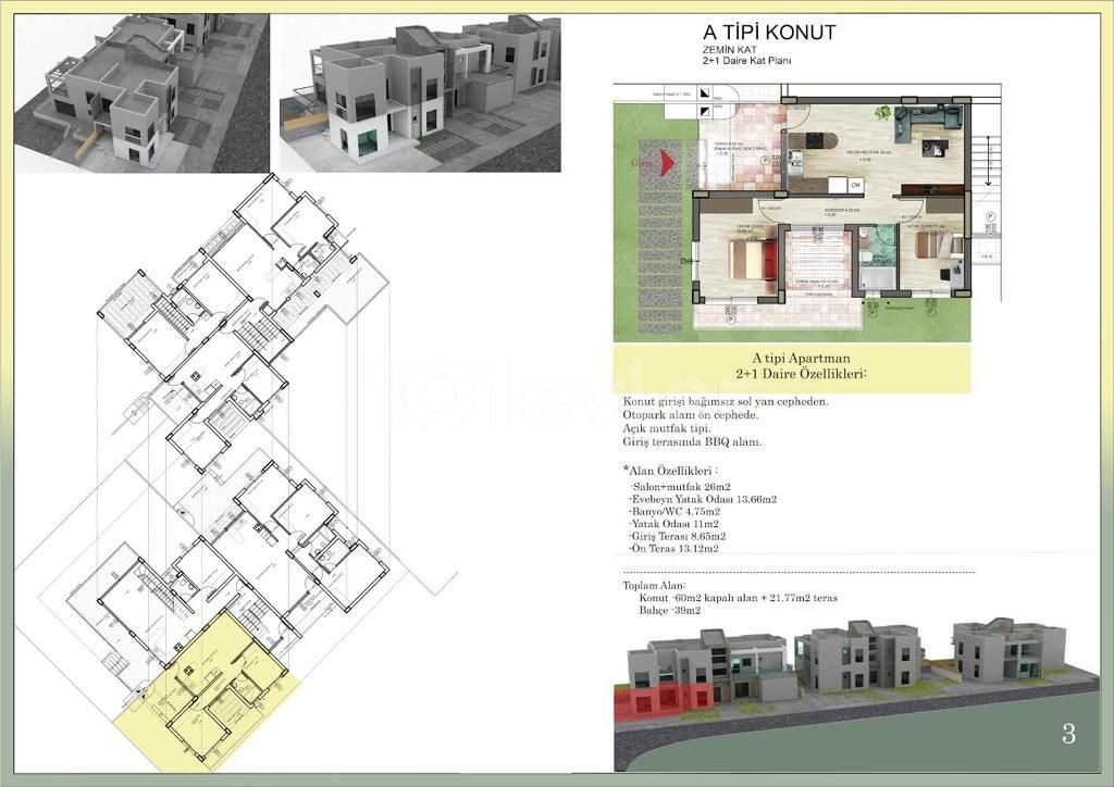 GONYELI 2+1 BAHCELI GROUND FLOOR 2+1 PENTHOUSE 3+1 GROUND FLOOR AND 2+1 DUPLEX FLAT