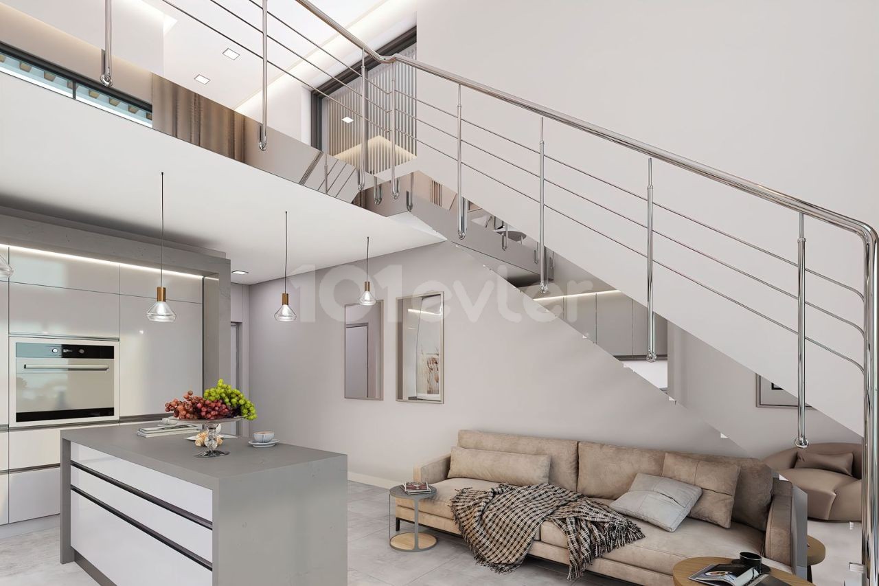 Makellose 1+1 Penthouse-Wohnung mit privater Dachterrasse in einem Luxusresort in Küçük Erenköy