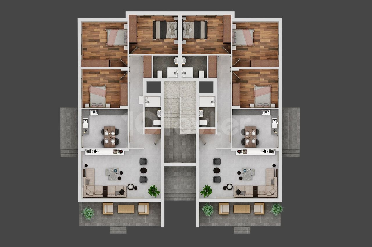 Nicosia Alaykoy, Freistehende 3+1 Wohnung aus dem Projekt 