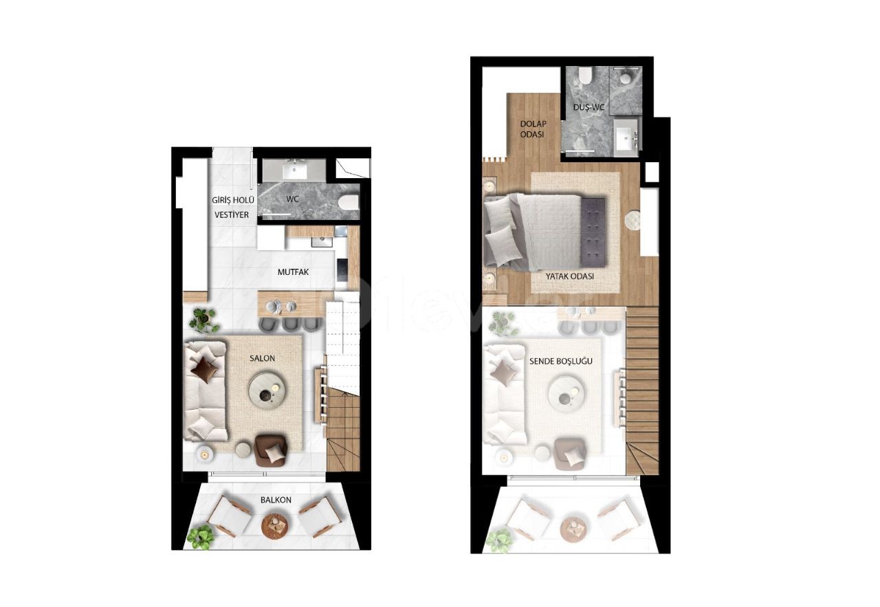 Aesthetic Design 1+1 Duplex Apartment For Sale In Iskele With A Lot Of Social Facilities Inside The Complex