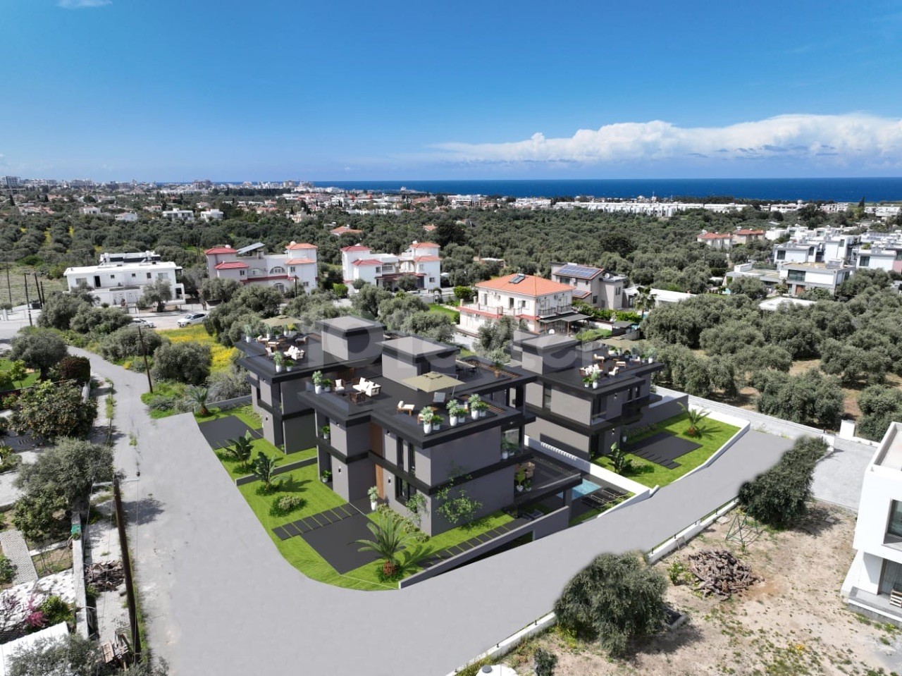زمین 2000 متری برای فروش در Gİrne/Ozanköy با پروژه 3 ویلا با منظره کوه و دریا با مجوزهای پولی..0533 859 21 66