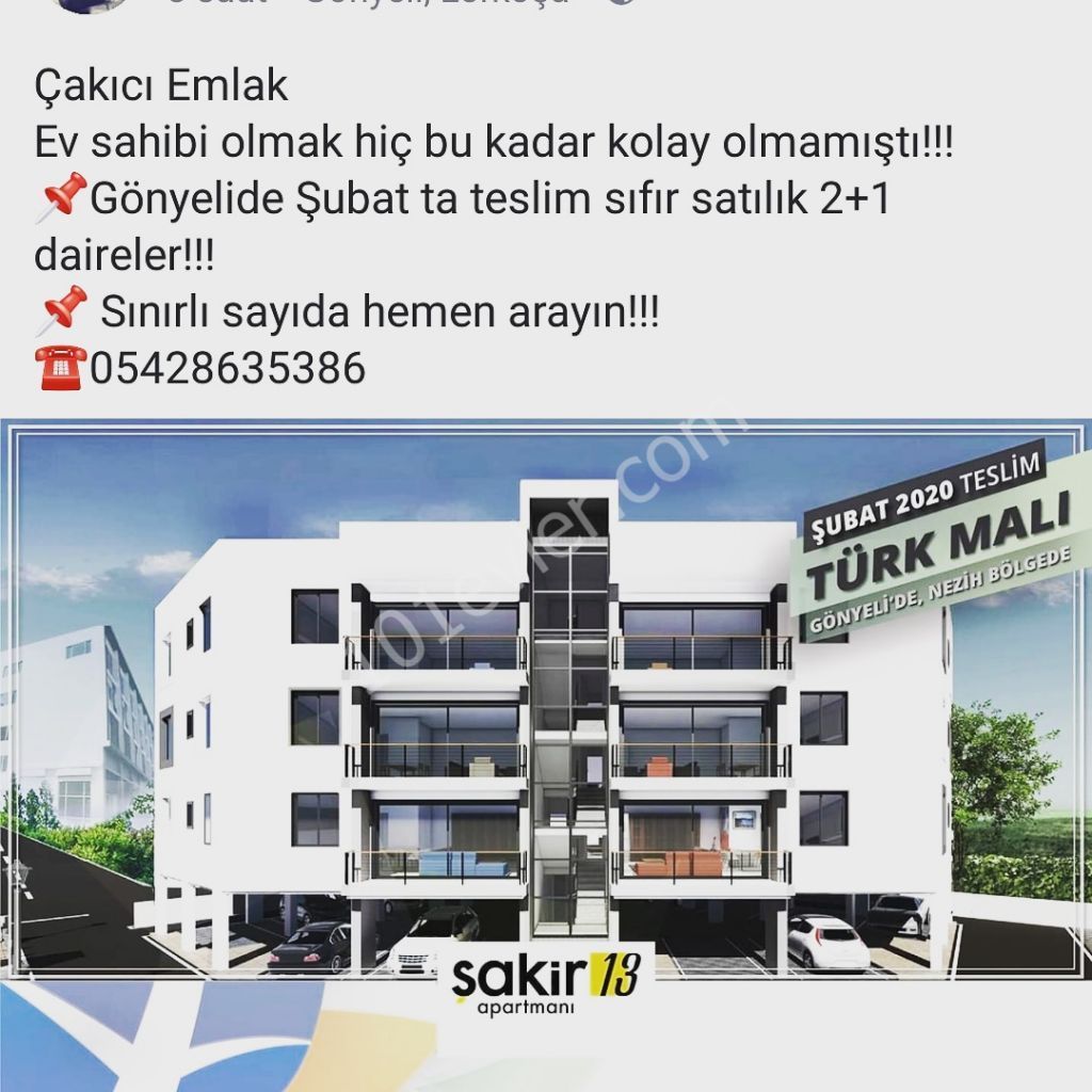 Gönyeli nezih merkezde 2+1 satılık daireler