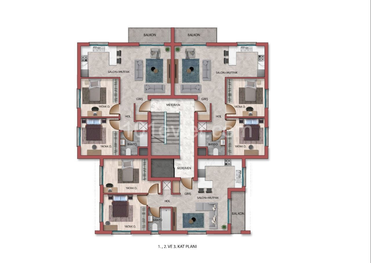 2+1 FLATS WITH ELEVATOR IN KÜCÜK KAYMAKLI WITH PAYMENT TO THE COMPANY ** 