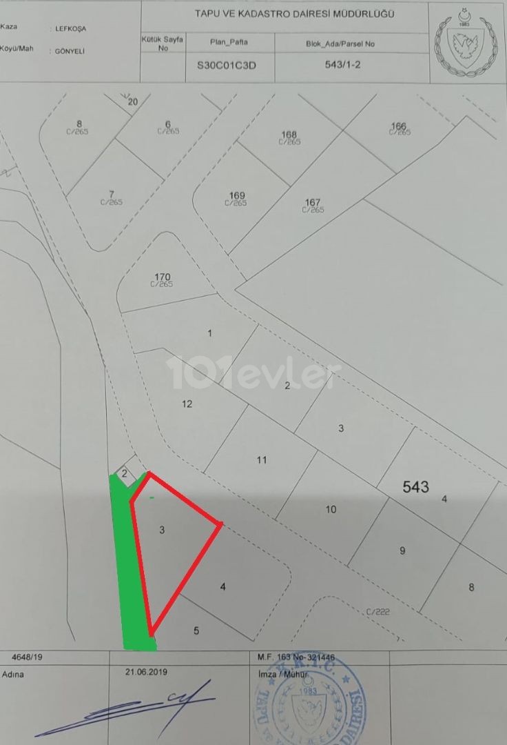 In Yenikent, the most prestigious area of Nicosia, 850 m2 in size, with a green area behind it, 2 floors residential zoning, Turkish Property Land for Sale !!!