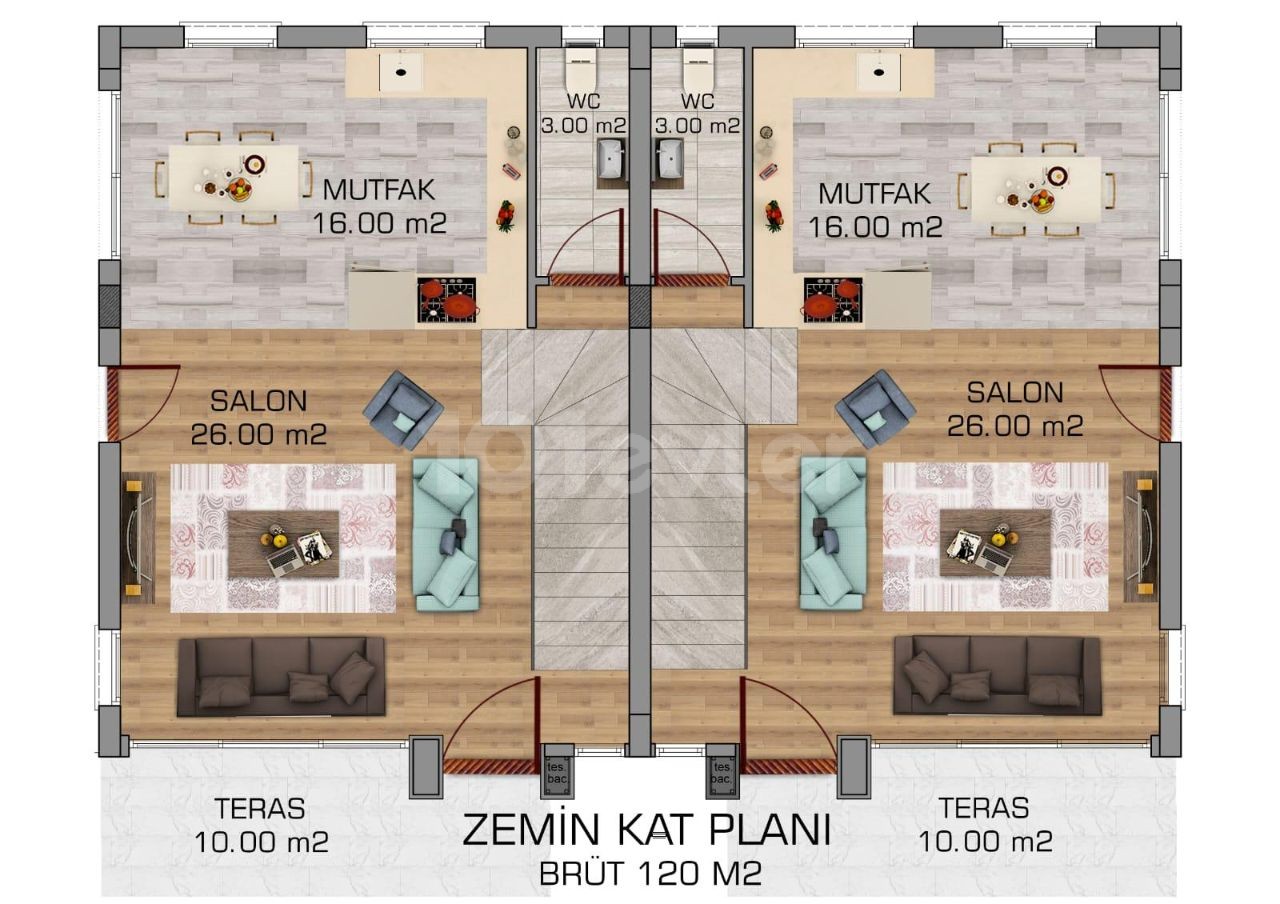 Doppelhaushälften zum Verkauf in der Nähe des Kyrenia Centers