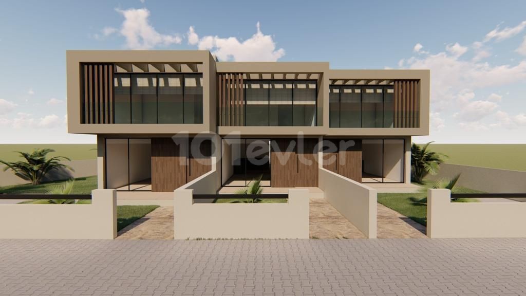 Semi-detached villas with modern architecture in Lapta, 100 m walking distance to the sea