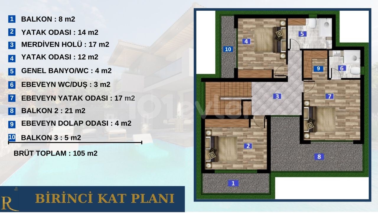 Girne'de dağ ve deniz manzaralı ultra lüks 4+1 villa