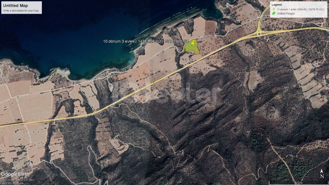 زمین برای فروش با منظره دریا و کوه در دایره Kaplıca-Balalan
