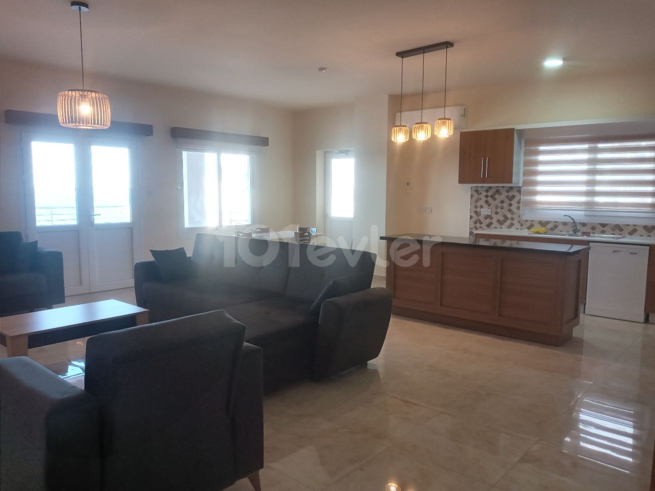 3+1 sea view, fully furnished flat for rent in Lefke Gemikonagi