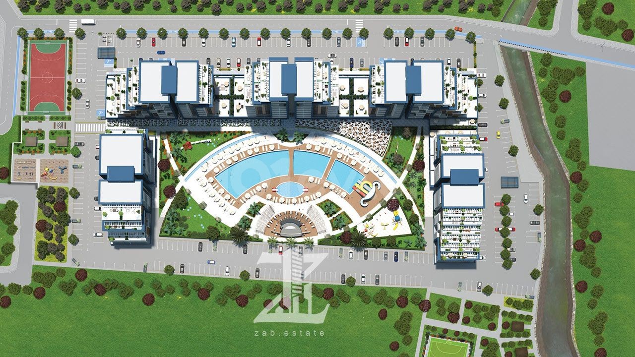 ⭐️ Below Market Price - A 1+1 residential apartment, 64 square meters, in the "Riverside" project by "Noyanlar" in the "Long Beach" area near the city of "Iskele" - Delivery in 2024     #01037