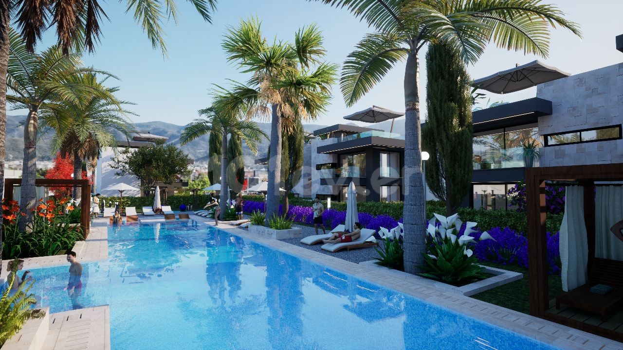 For sale from the project in the pool with closed parking in Alsancak, Kyrenia 1+1 and 2+1 apartments