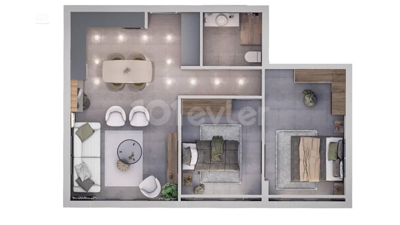 2 + 1 Luxury  apartment in Sky Sakarya  project of Dovec in Famagusta