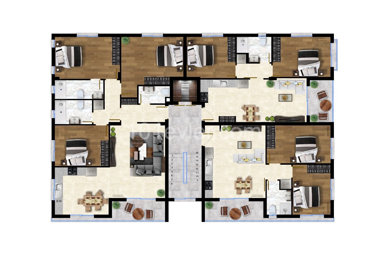 2 + 1 Apartments for Sale in our New Project in the Center of Famagusta Habibe Cetin 05338547005 ** 