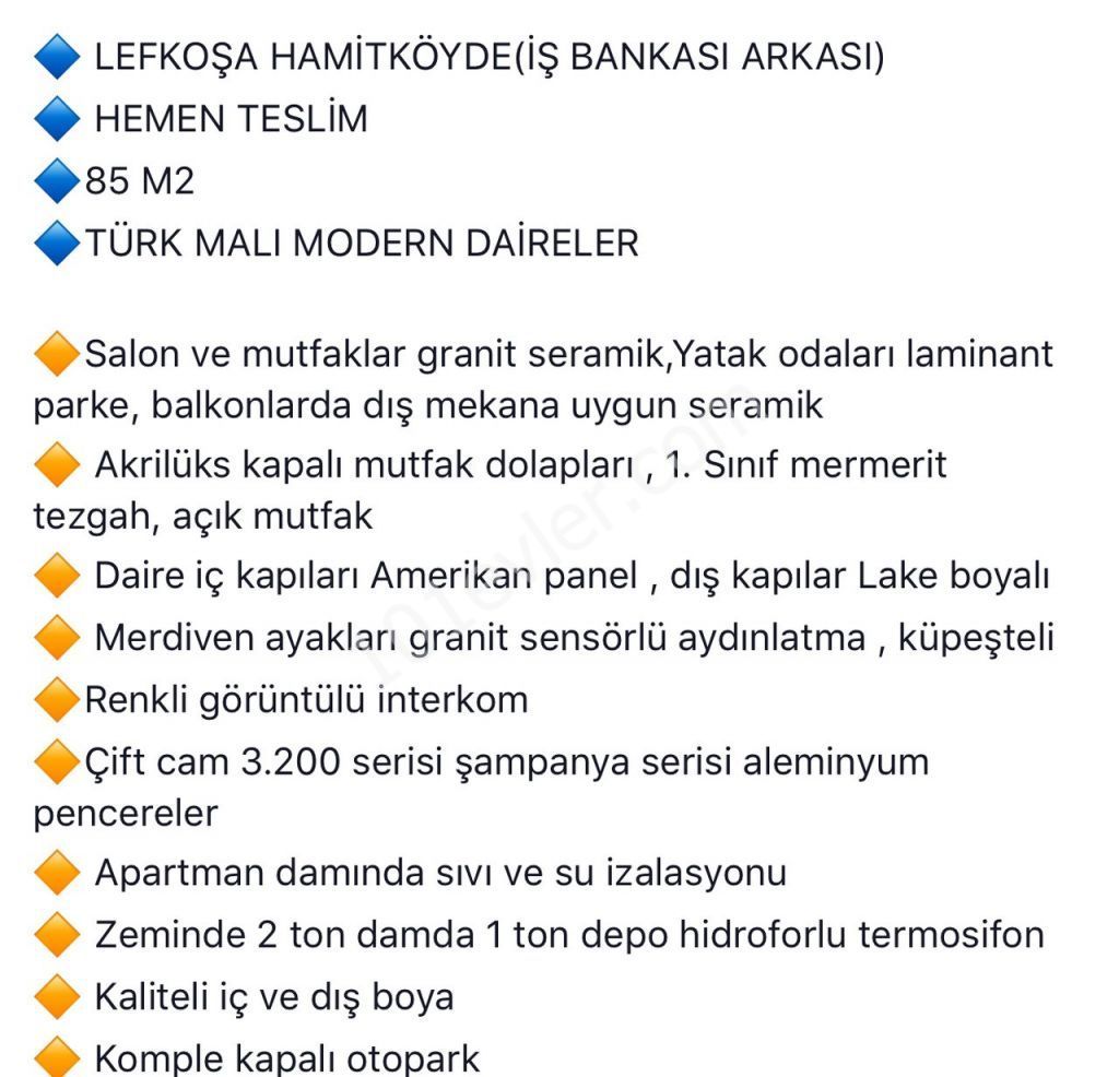 Lefkoşa Hamitköy , Satılık 2+1 Daireler