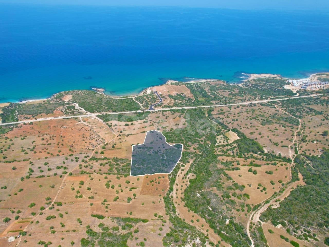 Mersin, zum Verkauf stehendes 13 Dönüm erschlossenes Land, 410 Meter zum Meer hin