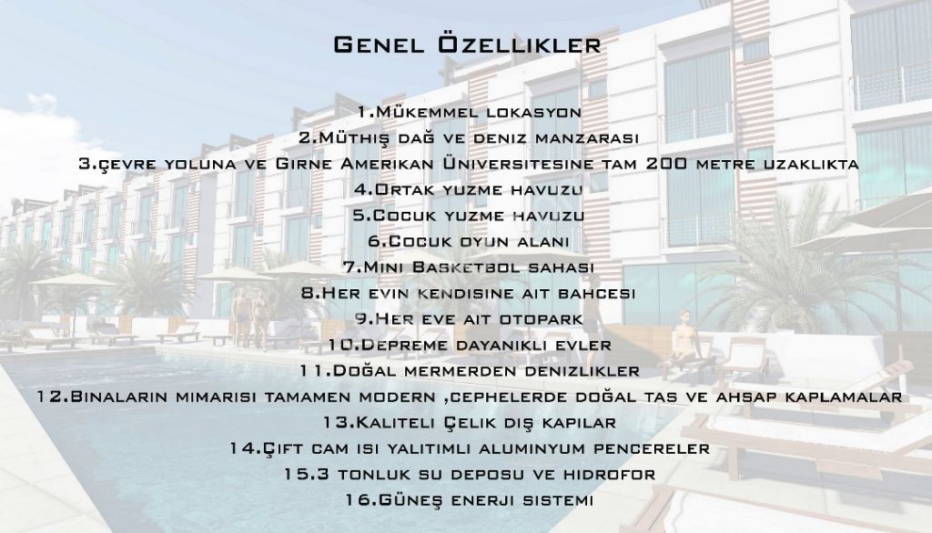 Girne Zeytinlik Bölgesinde Girne Amerikan Üniversitesi’ne 5 dk sürüş mesafesinde DAİRE fiyatına Tripleks Villalar 125,000 STG!