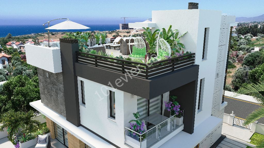 4+1 Villas with Mountain-Sea View, Super Quality -Turkish Title Deed-Pool in Çatalköy 299,000Stg.! ** 