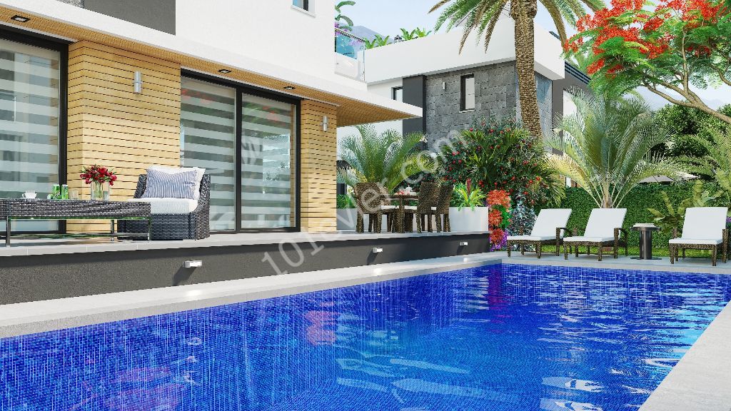 4+1 Villas with Mountain-Sea View, Super Quality -Turkish Title Deed-Pool in Çatalköy 299,000Stg.! ** 