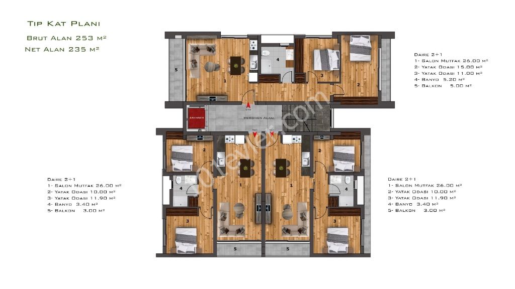 90 m2 netto und 85 m2 netto 2 + 1 Wohnungen zur gewerblichen+privaten Nutzung auf der kleinen Kaymakli da ULTRA LU equivalent Tapu Straße-Büros Kampagne! Sofortige Lieferung ① 49900 - +90 542 861 62 72 ** 