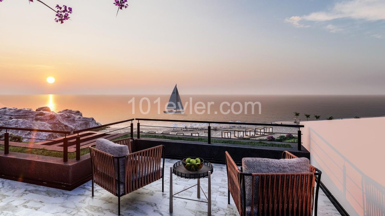 Famagusta-Süßwasser 1 + 1 Penthouse 2+1 double Llogara, 3+1 Ultralu Llogara Apartments mit Garten ! Llogara Leben mit Privatstrand inmitten von Natur, Landschaft und Qualität (Lieferung Juni 2023) ** 