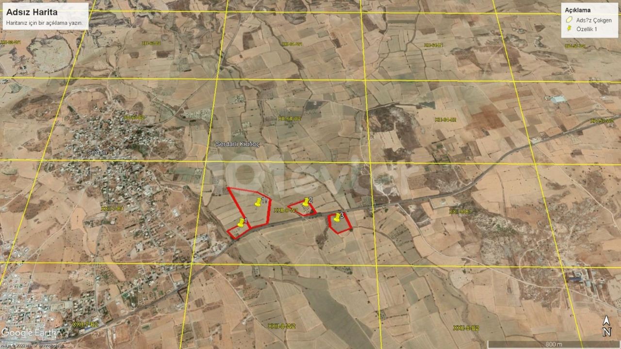 Felder zum Verkauf auf der Autobahn in serdarli (31 Hektar, 11 Hektar, 14 Hektar und 11 Hektar) (landwirtschaftliche Flächen) ** 