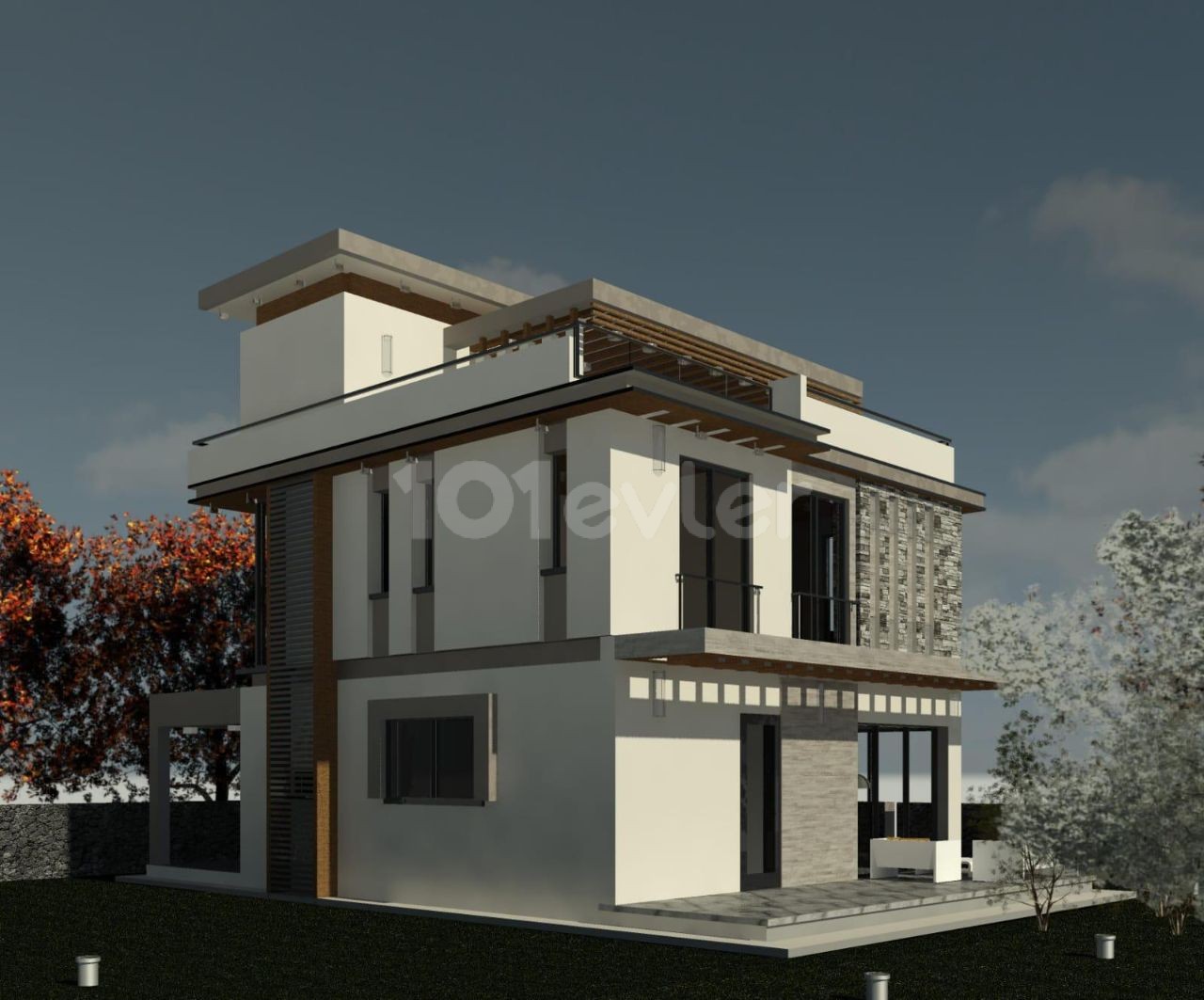 3+1 Mountain and Sea View Villas with Private Pool in Alsancak-200 m from the sea