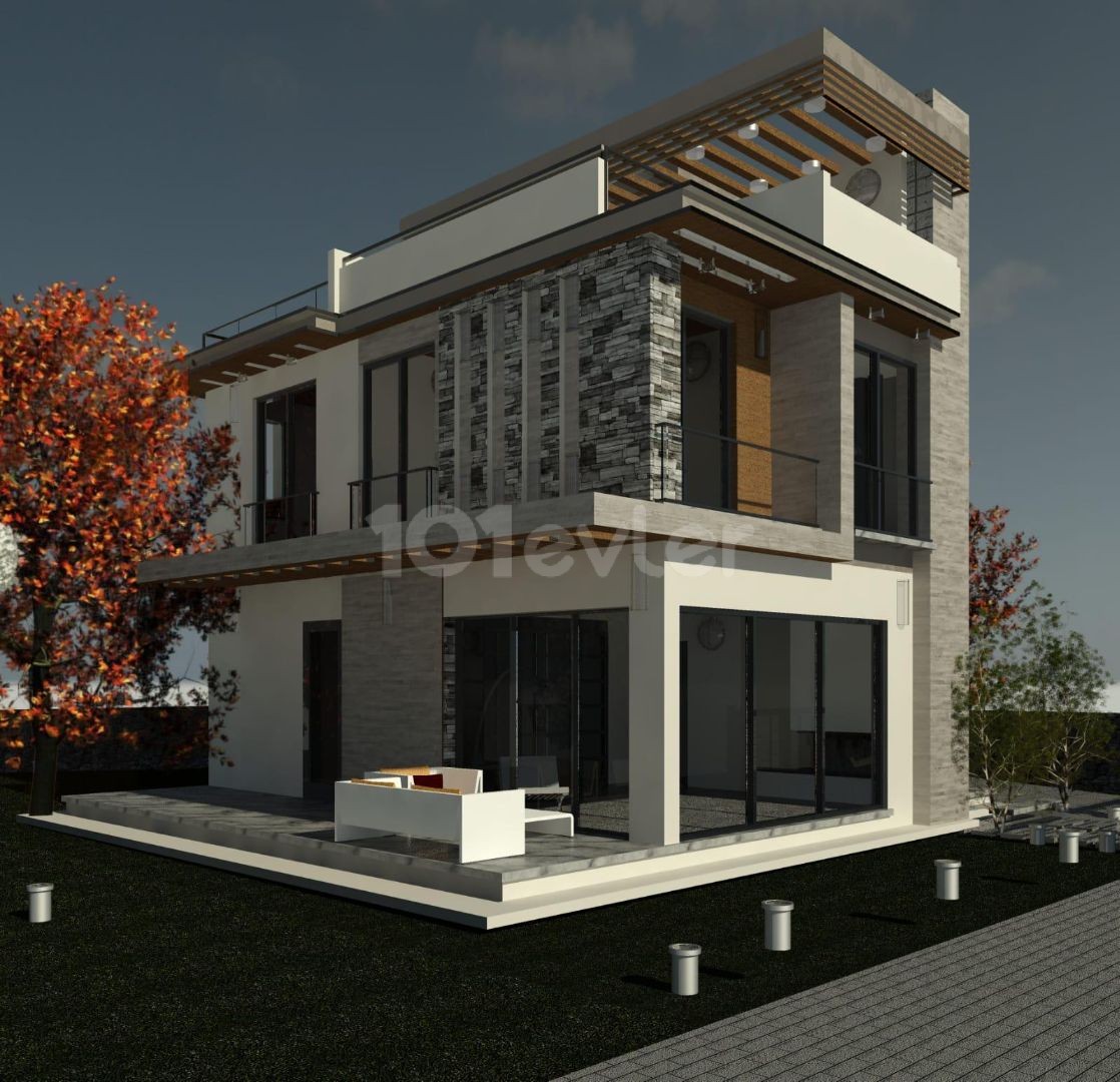 3+1 Mountain and Sea View Villas with Private Pool in Alsancak-200 m from the sea