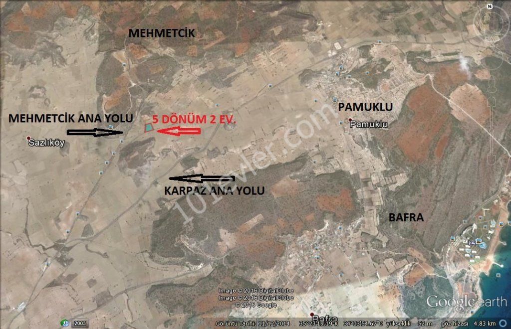 Land for sale in Pamuklu