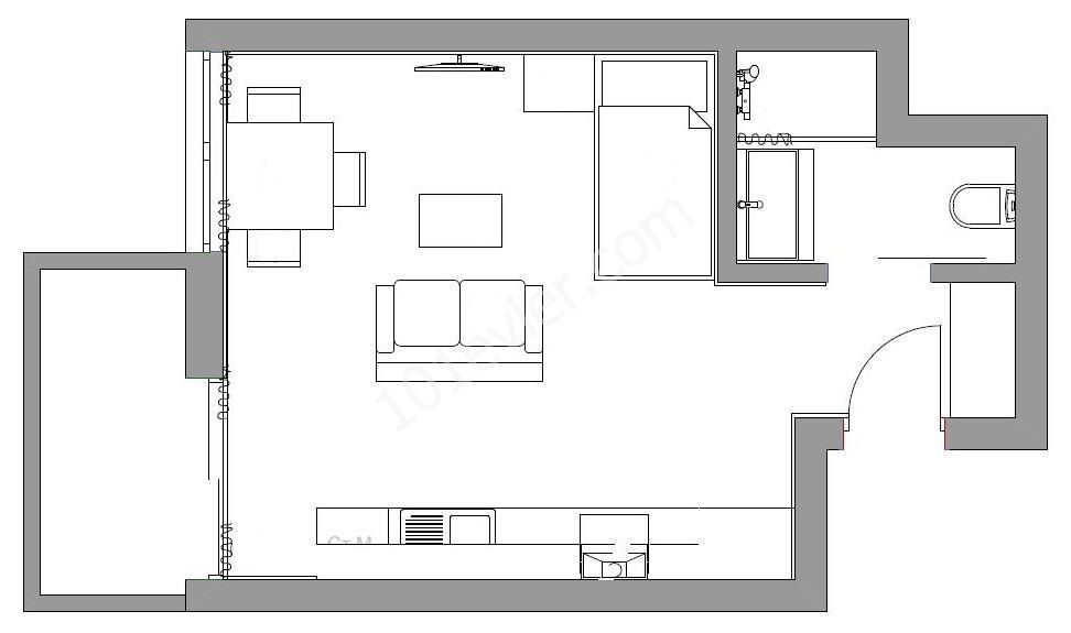 Однокомнатная квартира в центре Uptown Park Residence Famagusta ** 