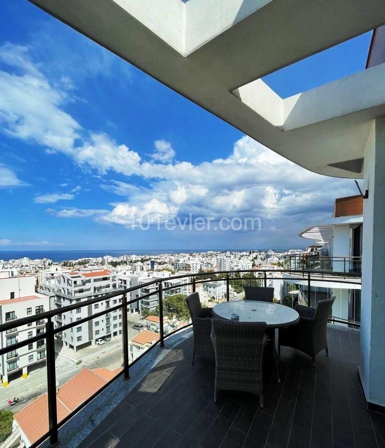 Luxury apartment with panoramic view 200 mk +120 mk balcony in a luxury residence in the center of Kyrenia. ** 