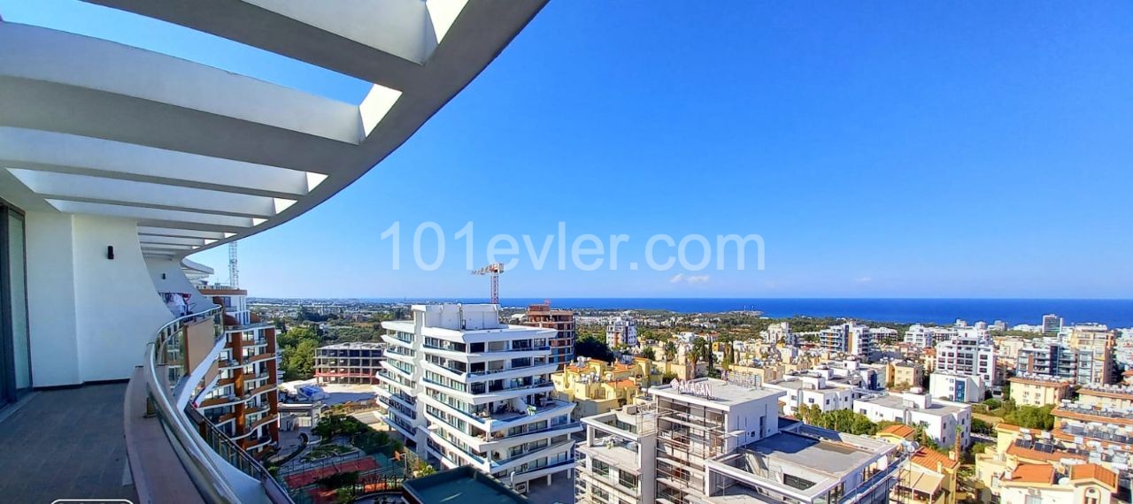 Luxury apartment with panoramic view 200 mk +120 mk balcony in a luxury residence in the center of Kyrenia. ** 