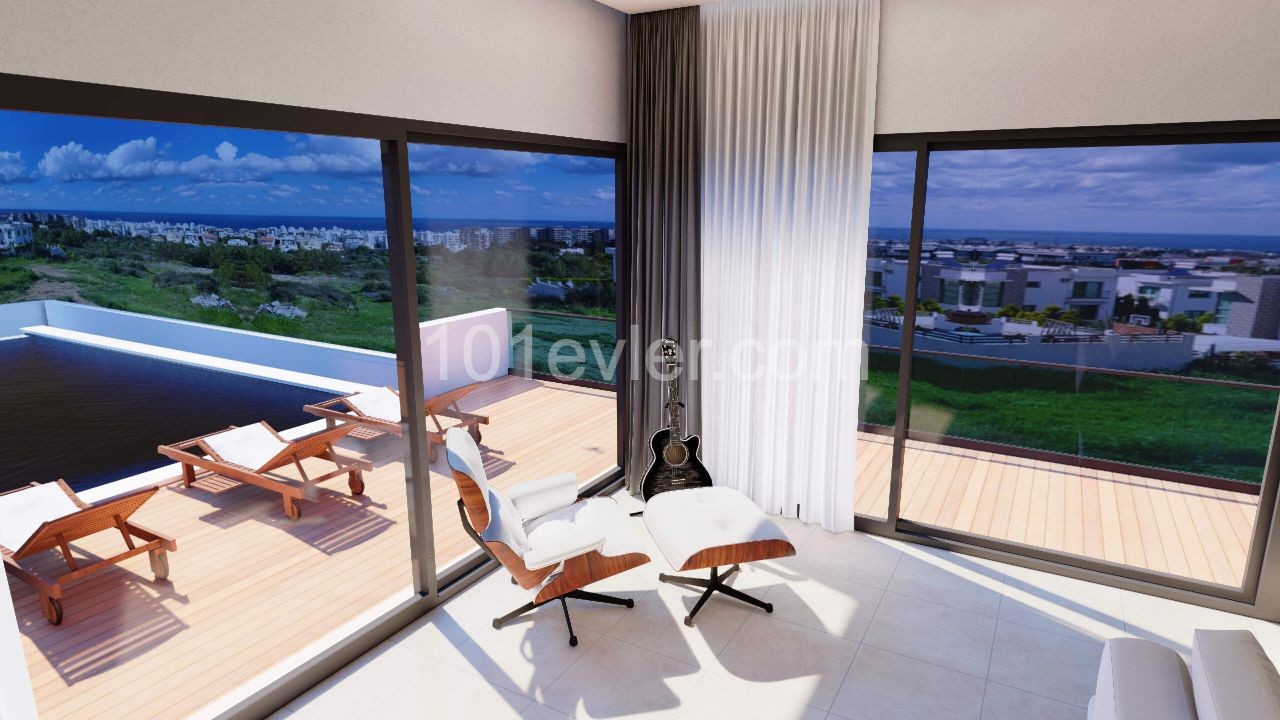 Elite Region Kyrenia Olivenhain / über der Ringstraße / Meer +Stadt +Bergblick 4 Schlafzimmer Luxusvilla ** 