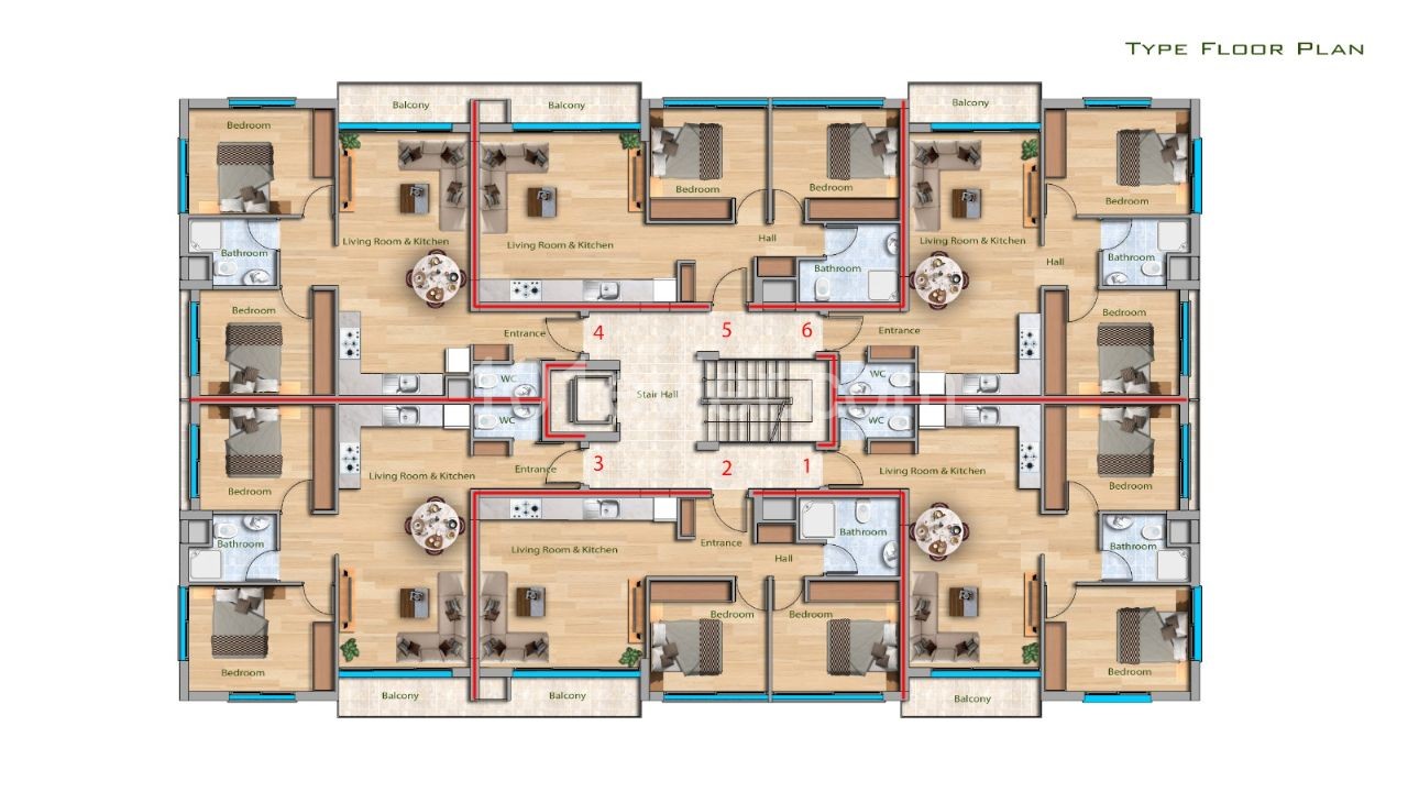 Flat For Sale in Long Beach, Iskele