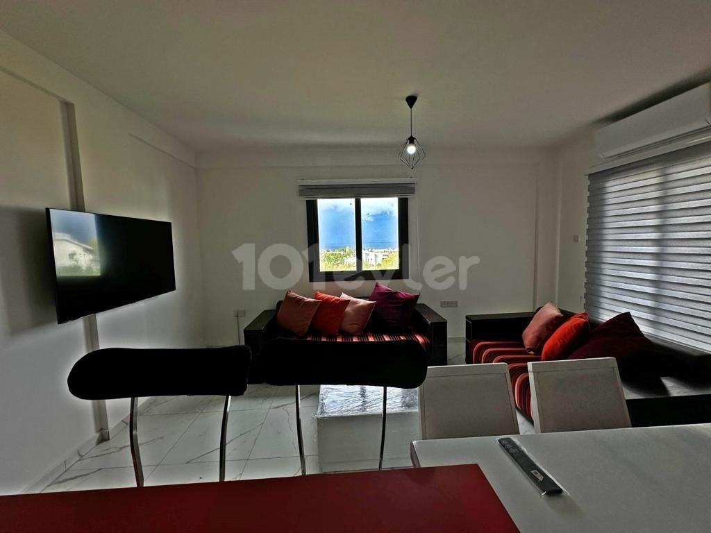 VOLLSTÄNDIG MÖBLIERTE 2+1-WOHNUNG IN GIRNE ALSANCAK MIT MEERBLICK ZU VERMIETEN!!