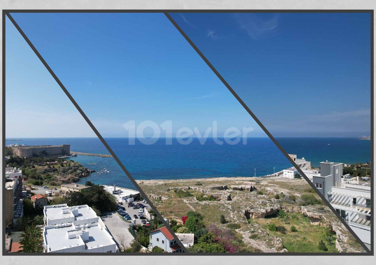 ENDLESS BLUE AND HISTORICAL PORT VIEW FLATS FOR SALE IN THE CENTER OF KYRENIA, 150 METERS FROM THE SEA (with 30% down payment)