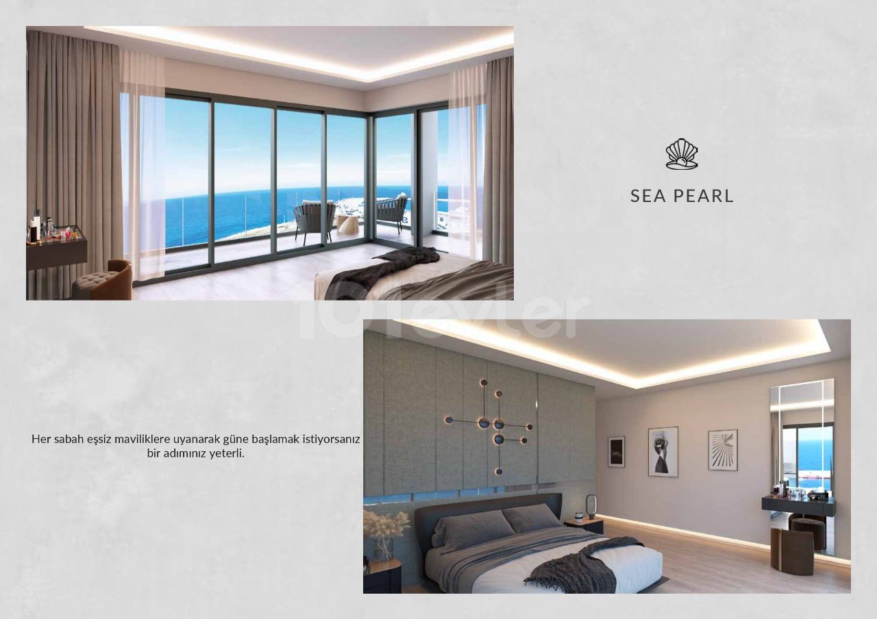 ENDLESS BLUE AND HISTORICAL PORT VIEW FLATS FOR SALE IN THE CENTER OF KYRENIA, 150 METERS FROM THE SEA (with 30% down payment)