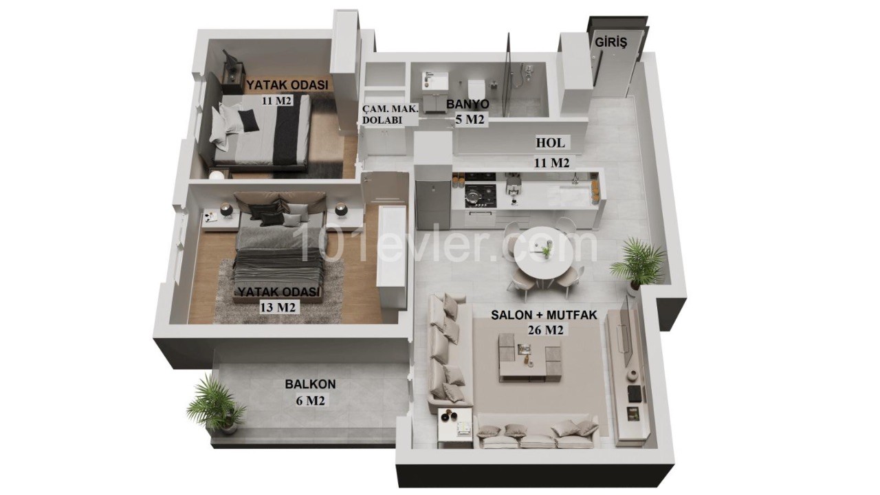 2+ 1 APARTMENTS FOR SALE IN ALSANCAK, KYRENIA, NORTHERN CYPRUS, DELIVERED IN DECEMBER 2021, WITH A DOWN PAYMENT OF £ 10,000 ** 