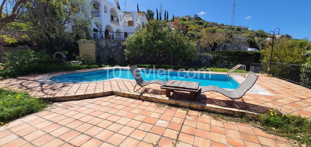 KYRENIA VILLA FOR RENT 3+1, SAME NECAT BRITISH SCHOOL, PRIVATE POOL, HEATER, SEA VIEW STONE HOUSE