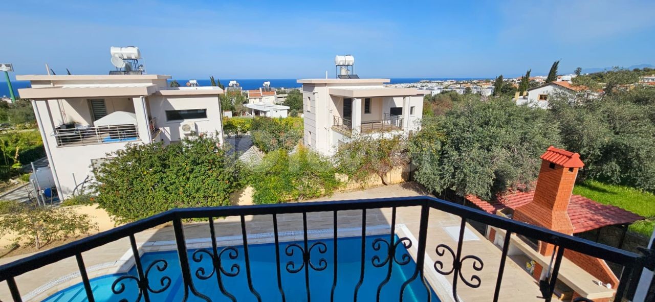 CYPRUS,YEŞİLTEPE 3+1 DUPLEX VILLA FOR RENT, WITH PRIVATE POOL, UNFURNISHED, AIR CONDITIONED, LARGE GARDEN AND SEA VIEW