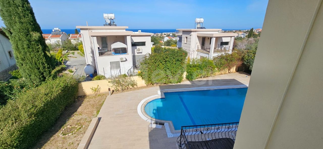 CYPRUS,YEŞİLTEPE 3+1 DUPLEX VILLA FOR RENT, WITH PRIVATE POOL, UNFURNISHED, AIR CONDITIONED, LARGE GARDEN AND SEA VIEW