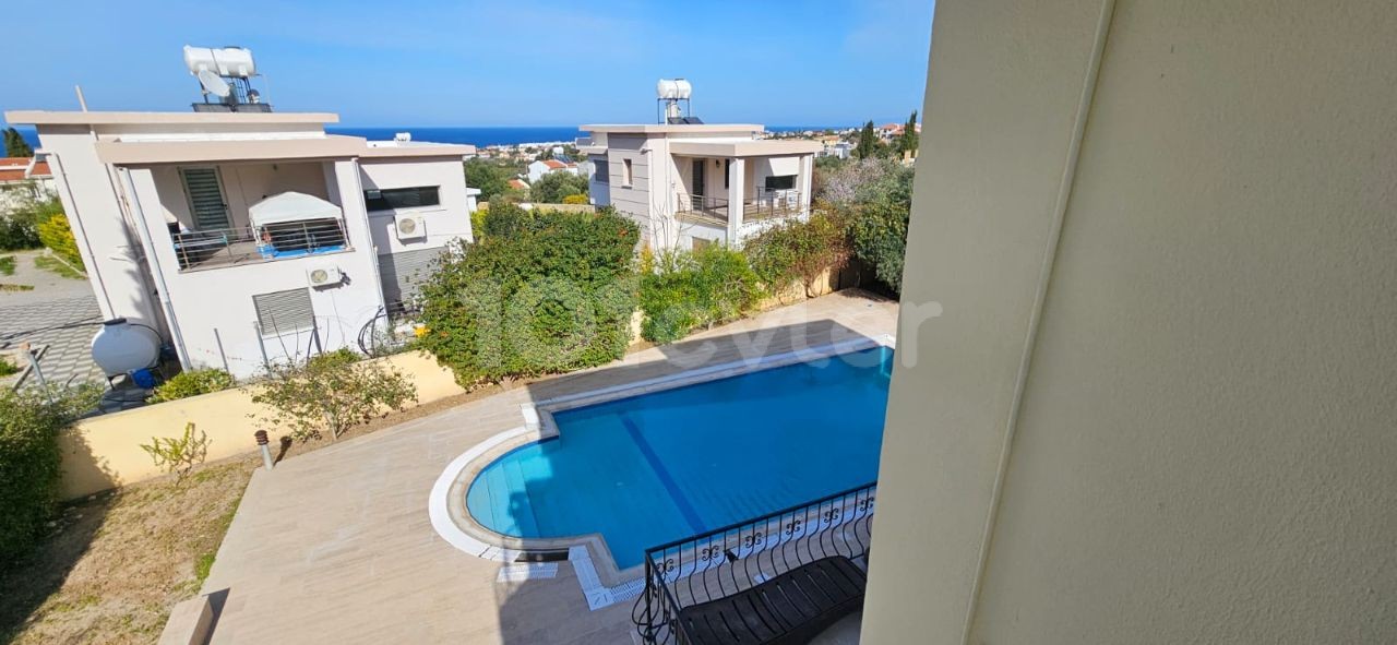 CYPRUS,YEŞİLTEPE 3+1 DUPLEX VILLA FOR RENT, WITH PRIVATE POOL, UNFURNISHED, AIR CONDITIONED, LARGE GARDEN AND SEA VIEW