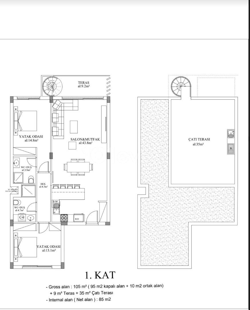 2+2 WOHNUNG mit 35 m2 DECKENTERRASSE