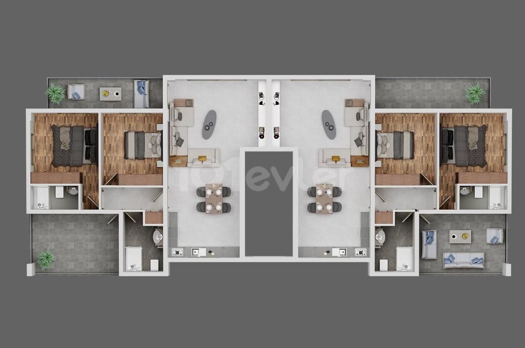 2+1 and 3+1 flats for sale in Kyrenia/Alsancak complex with pool